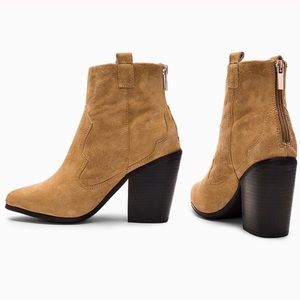 Raye Tan Suede Heeled Bootie size 8